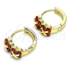 Argolla Huggie 02.210.0559.12 Oro Laminado, con Granate Zirconia Cubica, Pulido, Tono Dorado