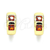 Argolla Huggie 02.210.0563.1.12 Oro Laminado, con Granate Zirconia Cubica, Pulido, Tono Dorado