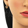 Argolla Huggie 02.210.0570.12 Oro Laminado, Diseño de Oja, con Granate Micro Pave, Pulido, Tono Dorado