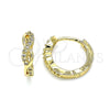 Argolla Huggie 02.210.0571.12 Oro Laminado, Diseño de Infinito, con Blanca Micro Pave, Pulido, Tono Dorado
