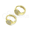 Argolla Huggie 02.210.0574.12 Oro Laminado, con Blanca Micro Pave, Pulido, Tono Dorado