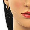 Argolla Huggie 02.210.0575.12 Oro Laminado, con Blanca Micro Pave, Pulido, Tono Dorado