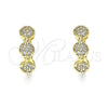 Argolla Huggie 02.210.0575.12 Oro Laminado, con Blanca Micro Pave, Pulido, Tono Dorado