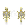 Argolla Huggie 02.210.0586.20 Oro Laminado, Diseño de Tortuga, con Blanca Micro Pave, Pulido, Tono Dorado