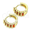 Argolla Huggie 02.210.0589.12 Oro Laminado, con Granate Zirconia Cubica, Pulido, Tono Dorado