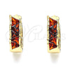 Argolla Huggie 02.210.0590.15 Oro Laminado, con Granate Zirconia Cubica, Pulido, Tono Dorado