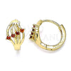 Argolla Huggie 02.210.0597.12 Oro Laminado, con Granate Zirconia Cubica, Pulido, Tono Dorado