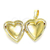 Dije Relicario 05.117.0001 Oro Laminado, Diseño de Corazón, Pulido, Tono Dorado