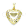 Dije Relicario 05.117.0001 Oro Laminado, Diseño de Corazón, Pulido, Tono Dorado