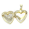 Dije Relicario 05.117.0002 Oro Laminado, Diseño de Corazón y Flor, Pulido, Tono Dorado