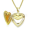 Collares con Dije 04.117.0017.20 Oro Laminado, Diseño de Corazón y Flor, Pulido, Tono Dorado (02 MM Thickness, 20 Inches Length)