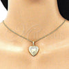 Dije Relicario 05.117.0009 Oro Laminado, Diseño de Corazón y Arco, Pulido, Tono Dorado