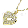 Dije Relicario 05.117.0009 Oro Laminado, Diseño de Corazón y Arco, Pulido, Tono Dorado