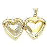 Dije Relicario 05.117.0010 Oro Laminado, Diseño de Corazón y Flor, Pulido, Tono Dorado