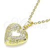 Dije Relicario 05.117.0010 Oro Laminado, Diseño de Corazón y Flor, Pulido, Tono Dorado