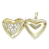Dije Relicario 05.117.0014 Oro Laminado, Diseño de Corazón, Pulido, Tono Dorado