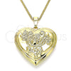Collares con Dije 04.117.0024.20 Oro Laminado, Diseño de Corazón y Flor, Pulido, Tono Dorado (02 MM Thickness, 20 Inches Length)