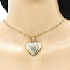 Dije Relicario 05.117.0017 Oro Laminado, Diseño de Corazón y Flor, Pulido, Tono Dorado