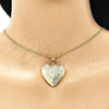 Dije Relicario 05.117.0018 Oro Laminado, Diseño de Corazón y Flor, Pulido, Tono Dorado