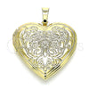 Dije Relicario 05.117.0018 Oro Laminado, Diseño de Corazón y Flor, Pulido, Tono Dorado