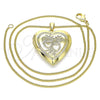 Collares con Dije 04.117.0027.20 Oro Laminado, Diseño de Corazón, Pulido, Tono Dorado (02 MM Thickness, 20 Inches Length)