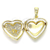 Dije Relicario 05.117.0022 Oro Laminado, Diseño de Corazón, Pulido, Tono Dorado