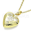 Dije Relicario 05.117.0023 Oro Laminado, Diseño de Corazón y Flor, Pulido, Tono Dorado