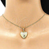 Collares con Dije 04.117.0030.20 Oro Laminado, Diseño de Corazón y Flor, Pulido, Tono Dorado (02 MM Thickness, 20 Inches Length)