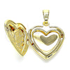 Dije Relicario 05.117.0027 Oro Laminado, Diseño de Corazón y Flor, Pulido, Tono Dorado