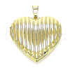 Dije Relicario 05.117.0029 Oro Laminado, Diseño de Corazón, Pulido, Tono Dorado