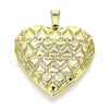 Dije Relicario 05.117.0030 Oro Laminado, Diseño de Corazón, Pulido, Tono Dorado