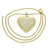 Collares con Dije 04.117.0038.18 Oro Laminado, Diseño de Corazón, Pulido, Tono Dorado (02 MM Thickness, 18 Inches Length)