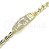 Pulsera Elegante 03.100.0070.07 Oro Laminado, Diseño de Elefante y Búho, Diamantado, Tono Dorado (06 MM Thickness, 7 Inches Length)