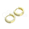 Argolla Huggie 02.210.0598.10 Oro Laminado, con Blanca Micro Pave, Pulido, Tono Dorado