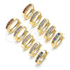 Argolla Huggie 02.210.0598.2.10 Oro Laminado, con Amatista Micro Pave, Pulido, Tono Dorado