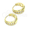 Argolla Huggie 02.210.0599.15 Oro Laminado, con Blanca Zirconia Cubica, Pulido, Tono Dorado
