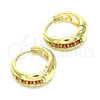 Argolla Huggie 02.210.0599.1.15 Oro Laminado, con Granate Zirconia Cubica, Pulido, Tono Dorado
