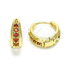 Argolla Huggie 02.210.0599.1.15 Oro Laminado, con Granate Zirconia Cubica, Pulido, Tono Dorado
