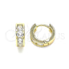 Argolla Huggie 02.210.0600.10 Oro Laminado, con Blanca Zirconia Cubica, Pulido, Tono Dorado