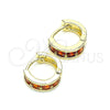 Argolla Huggie 02.210.0600.1.10 Oro Laminado, con Granate Zirconia Cubica, Pulido, Tono Dorado