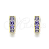 Argolla Huggie 02.210.0600.2.10 Oro Laminado, con Amatista Zirconia Cubica, Pulido, Tono Dorado