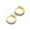 Argolla Huggie 02.210.0600.2.10 Oro Laminado, con Amatista Zirconia Cubica, Pulido, Tono Dorado