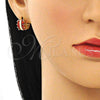 Argolla Huggie 02.210.0601.1.12 Oro Laminado, con Granate Zirconia Cubica, Pulido, Tono Dorado