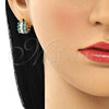 Argolla Huggie 02.210.0601.2.12 Oro Laminado, con Aqua Azul Zirconia Cubica, Pulido, Tono Dorado