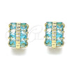 Argolla Huggie 02.210.0601.2.12 Oro Laminado, con Aqua Azul Zirconia Cubica, Pulido, Tono Dorado