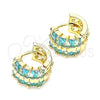 Argolla Huggie 02.210.0601.2.12 Oro Laminado, con Aqua Azul Zirconia Cubica, Pulido, Tono Dorado