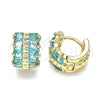 Argolla Huggie 02.210.0601.2.12 Oro Laminado, con Aqua Azul Zirconia Cubica, Pulido, Tono Dorado