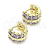 Argolla Huggie 02.210.0601.3.12 Oro Laminado, con Amatista Zirconia Cubica, Pulido, Tono Dorado