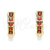 Argolla Huggie 02.210.0603.1.15 Oro Laminado, con Granate Zirconia Cubica, Pulido, Tono Dorado