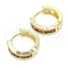 Argolla Huggie 02.210.0603.1.15 Oro Laminado, con Granate Zirconia Cubica, Pulido, Tono Dorado